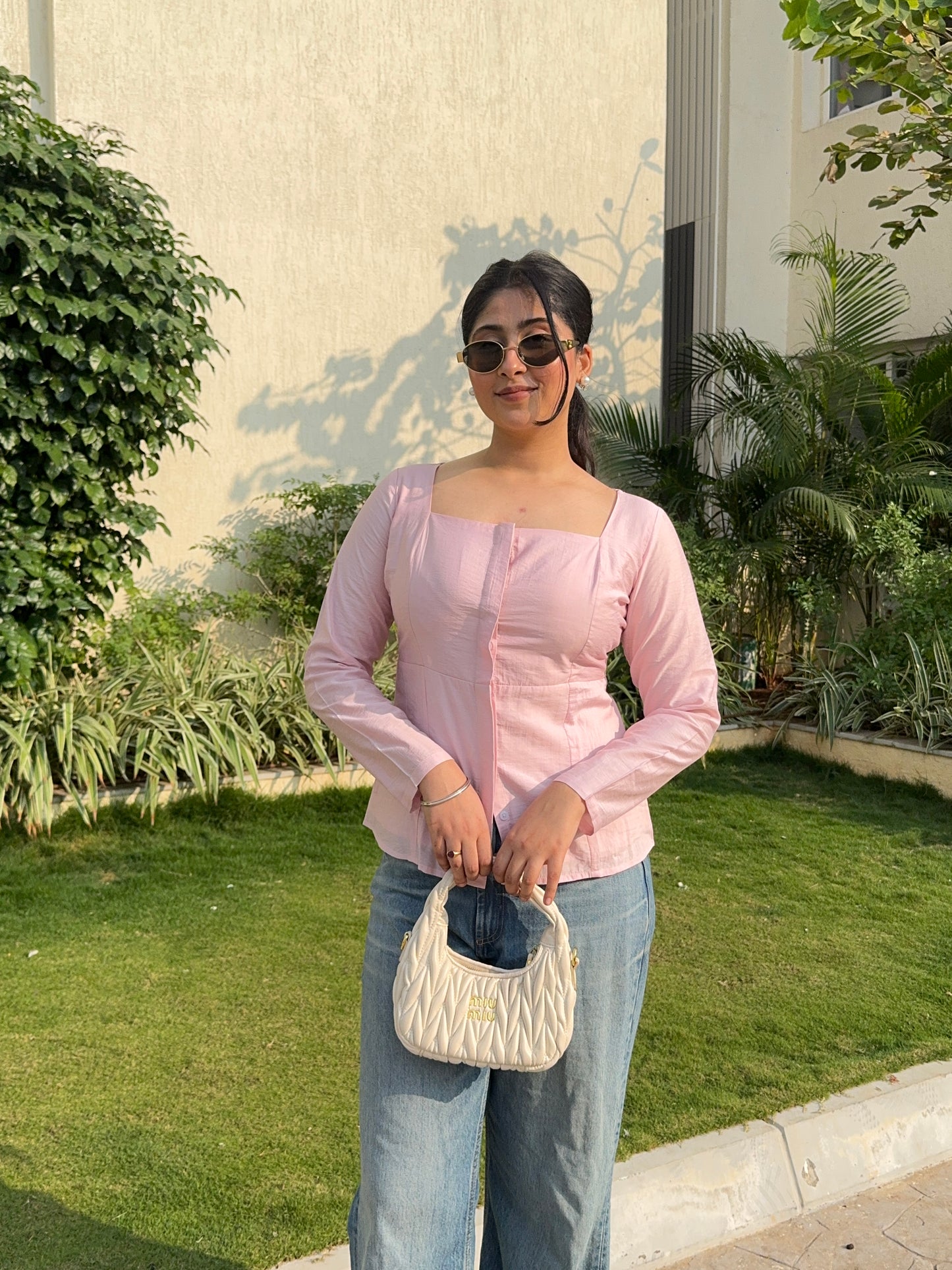 Pink Crushed Linen Top