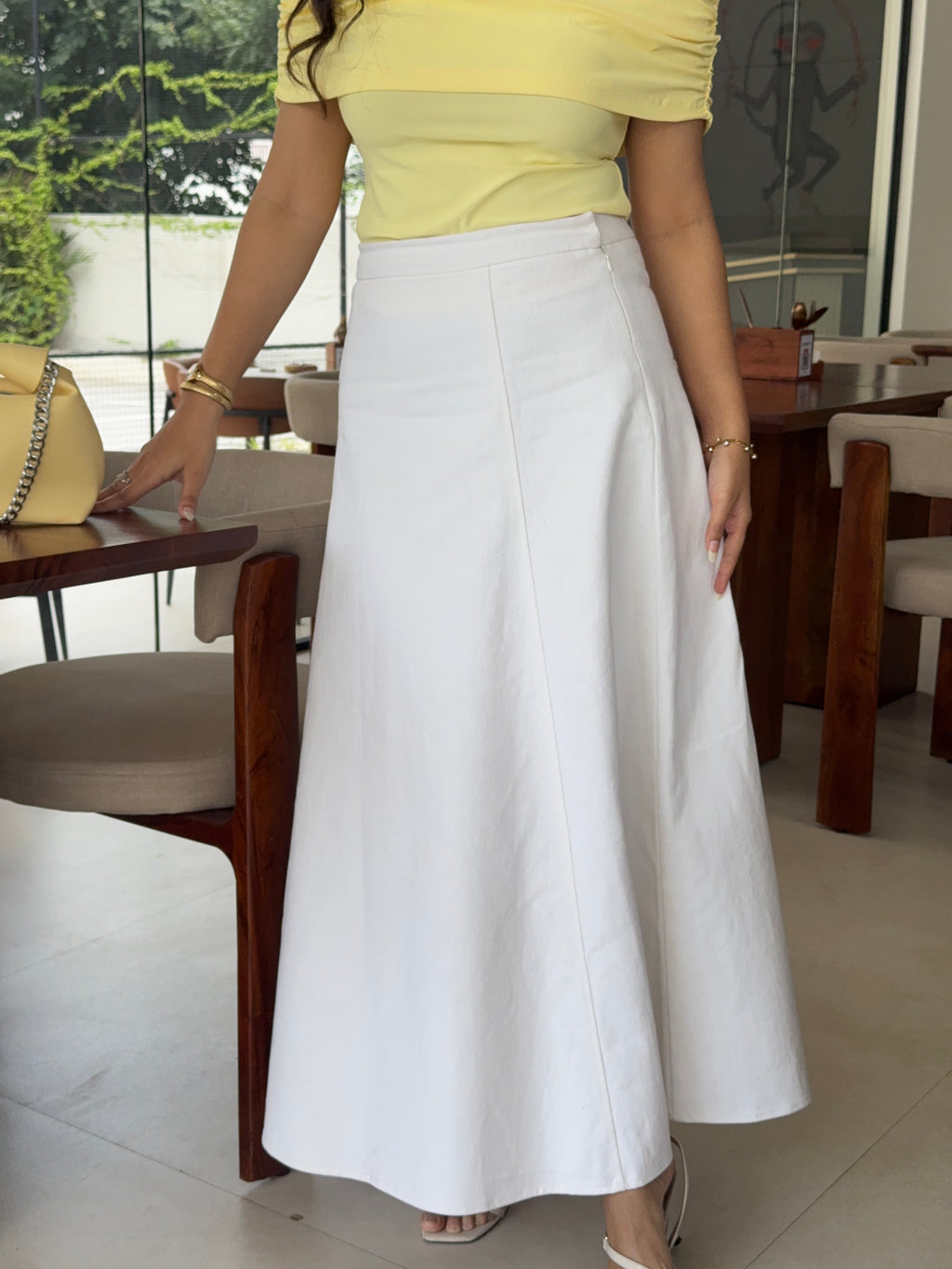 Celine Denim Skirt - White
