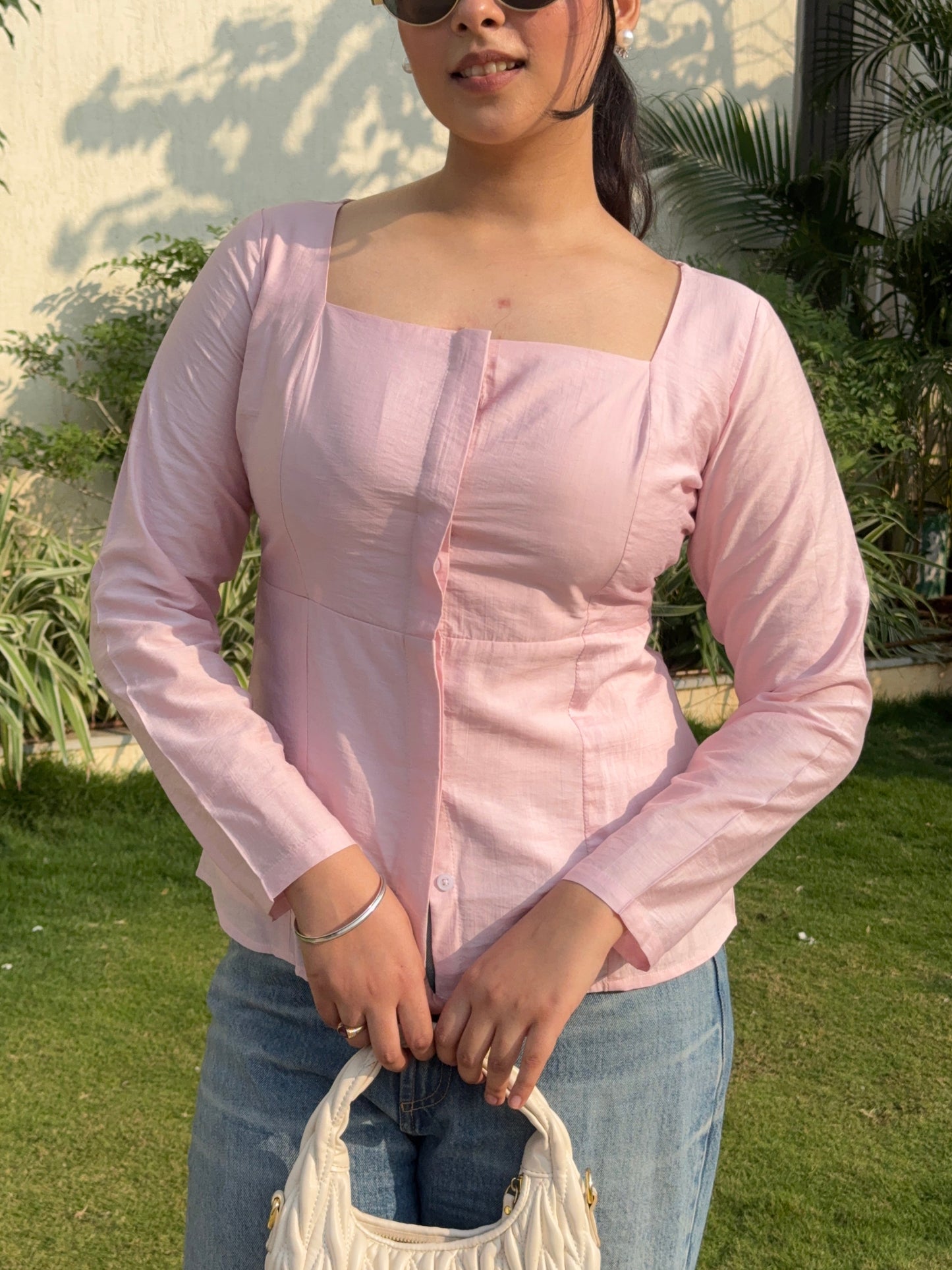 Pink Crushed Linen Top