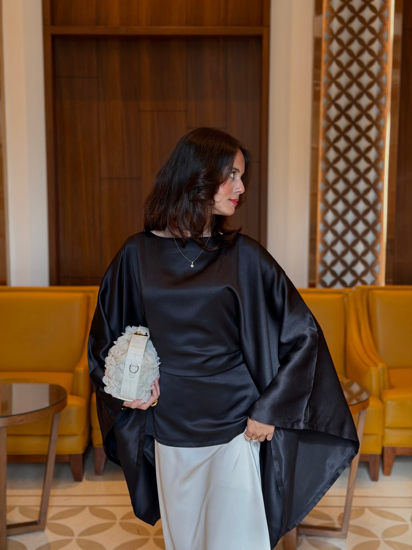 Butterfly Kaftan Top - Black