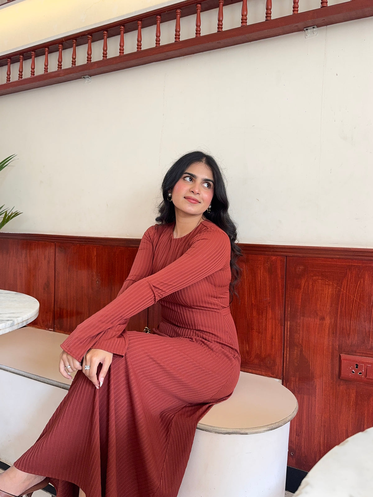 Elara Dress - Rust Orange