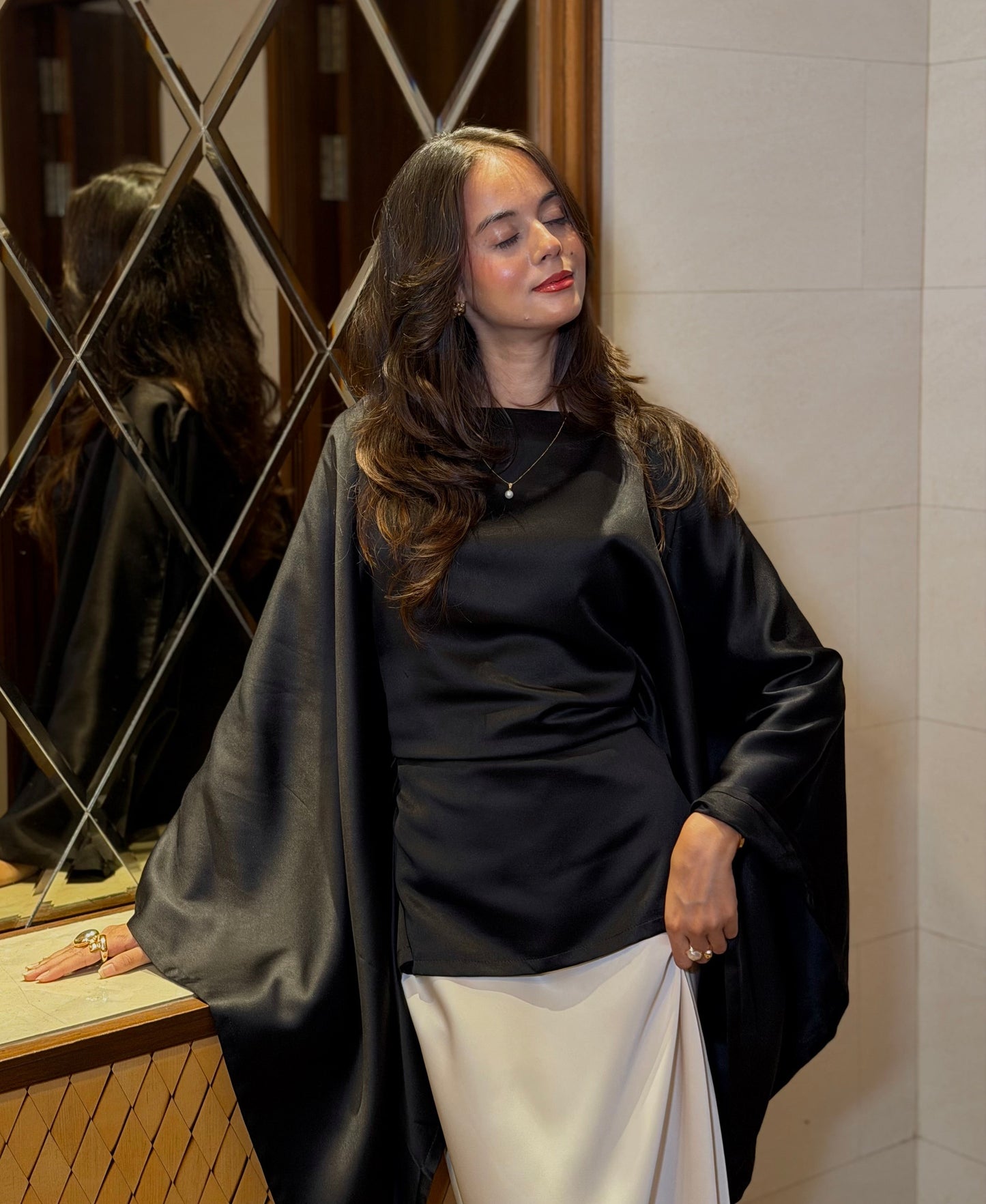 Butterfly Kaftan Top - Black