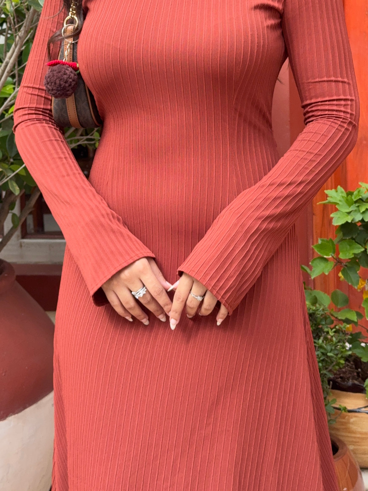 Elara Dress - Rust Orange