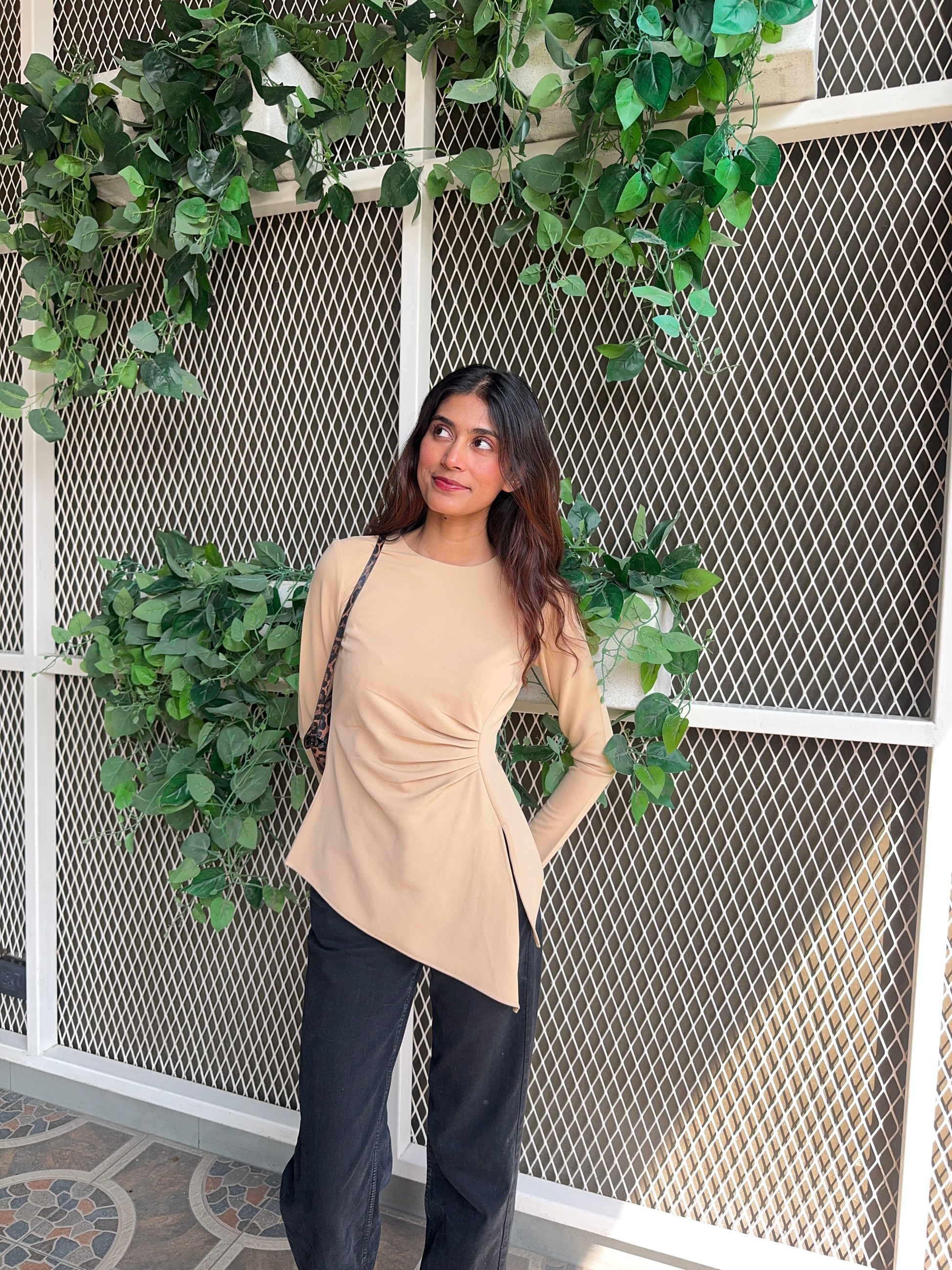 Beige Asymmetrical Short Top 2