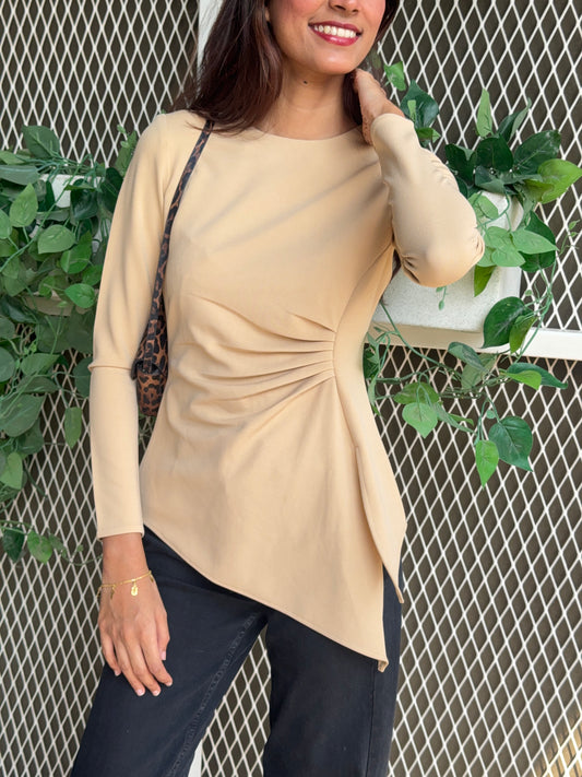 Beige Asymmetrical Short Top 3
