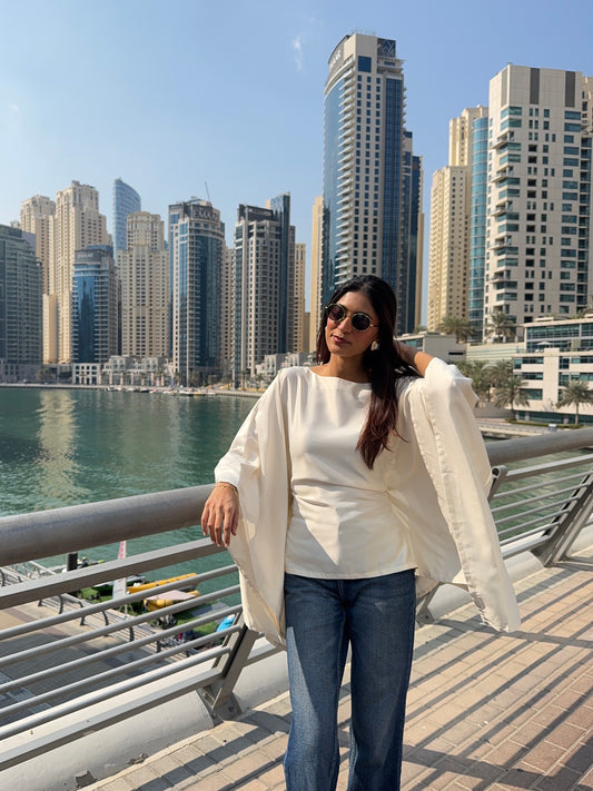 Butterfly Kaftan Top Off White 