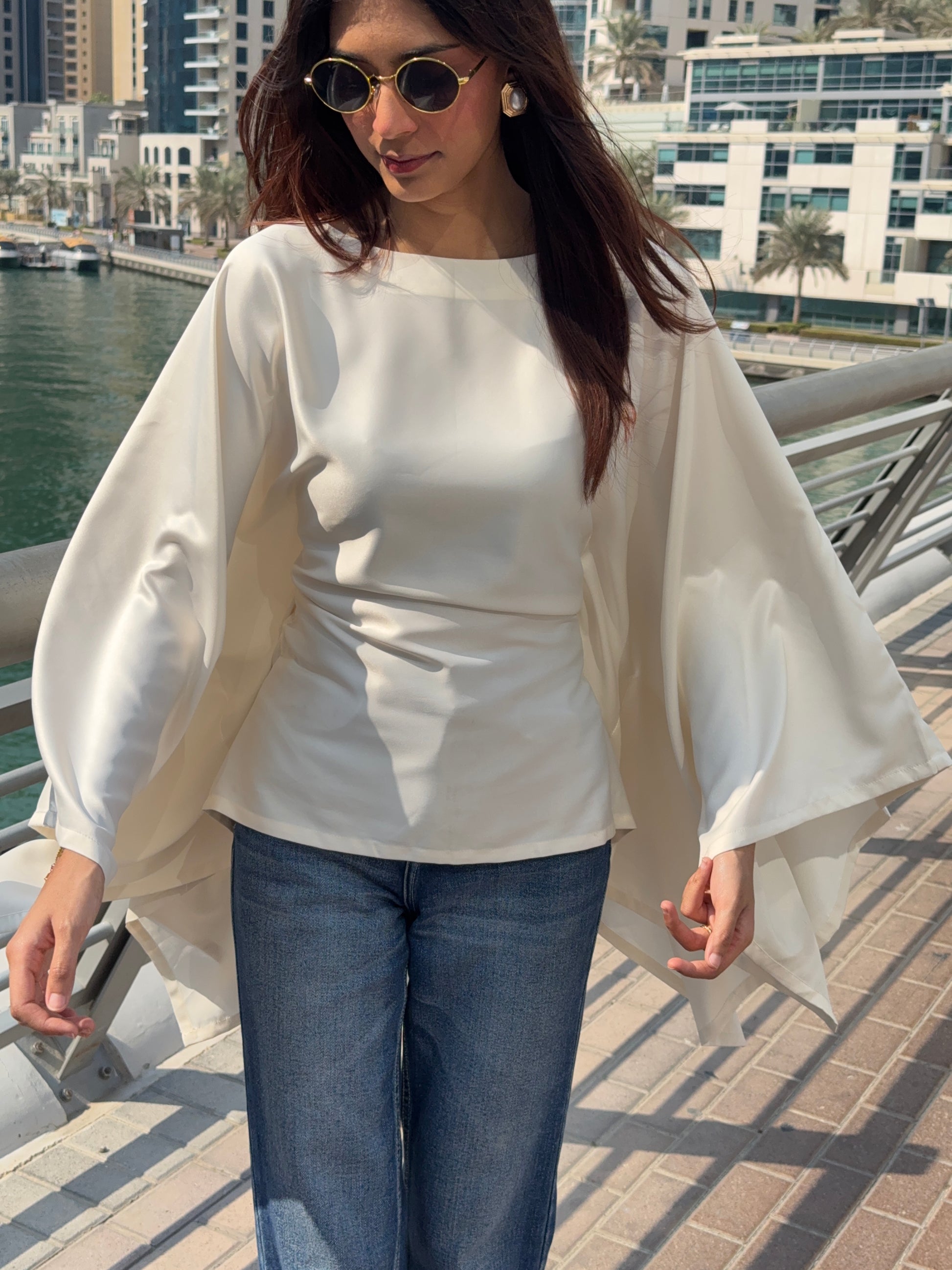 Butterfly Kaftan Top Off White Detail