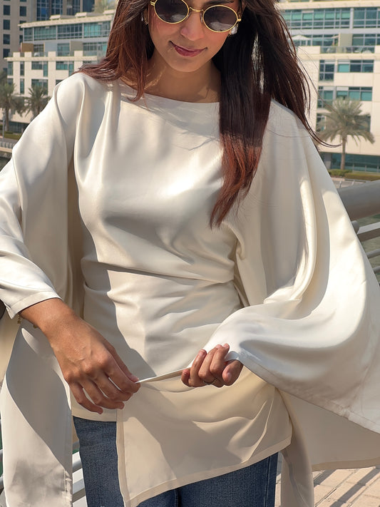 Butterfly Kaftan Top Off White Detail