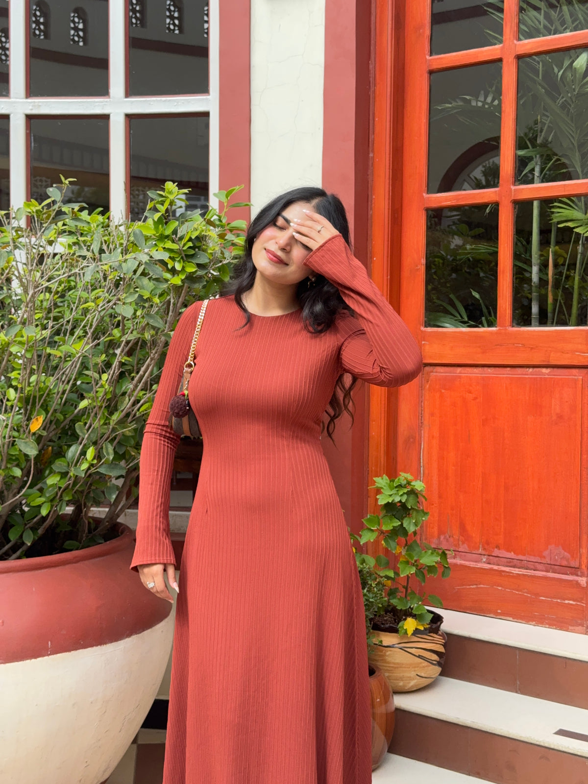 Elara Dress - Rust Orange