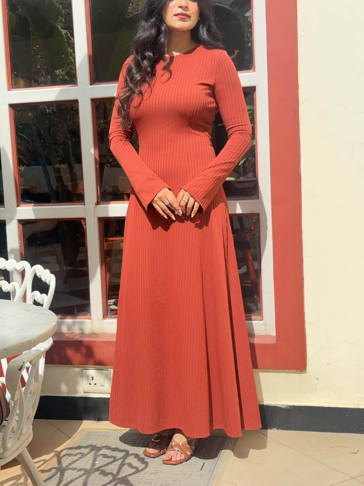 Elara Dress - Rust Orange