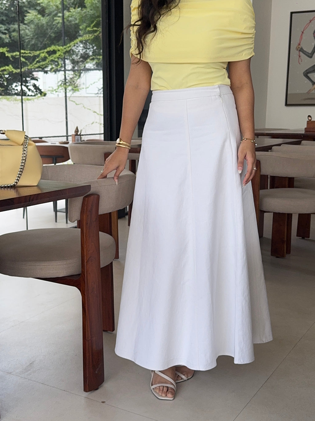 Celine Denim Skirt - White