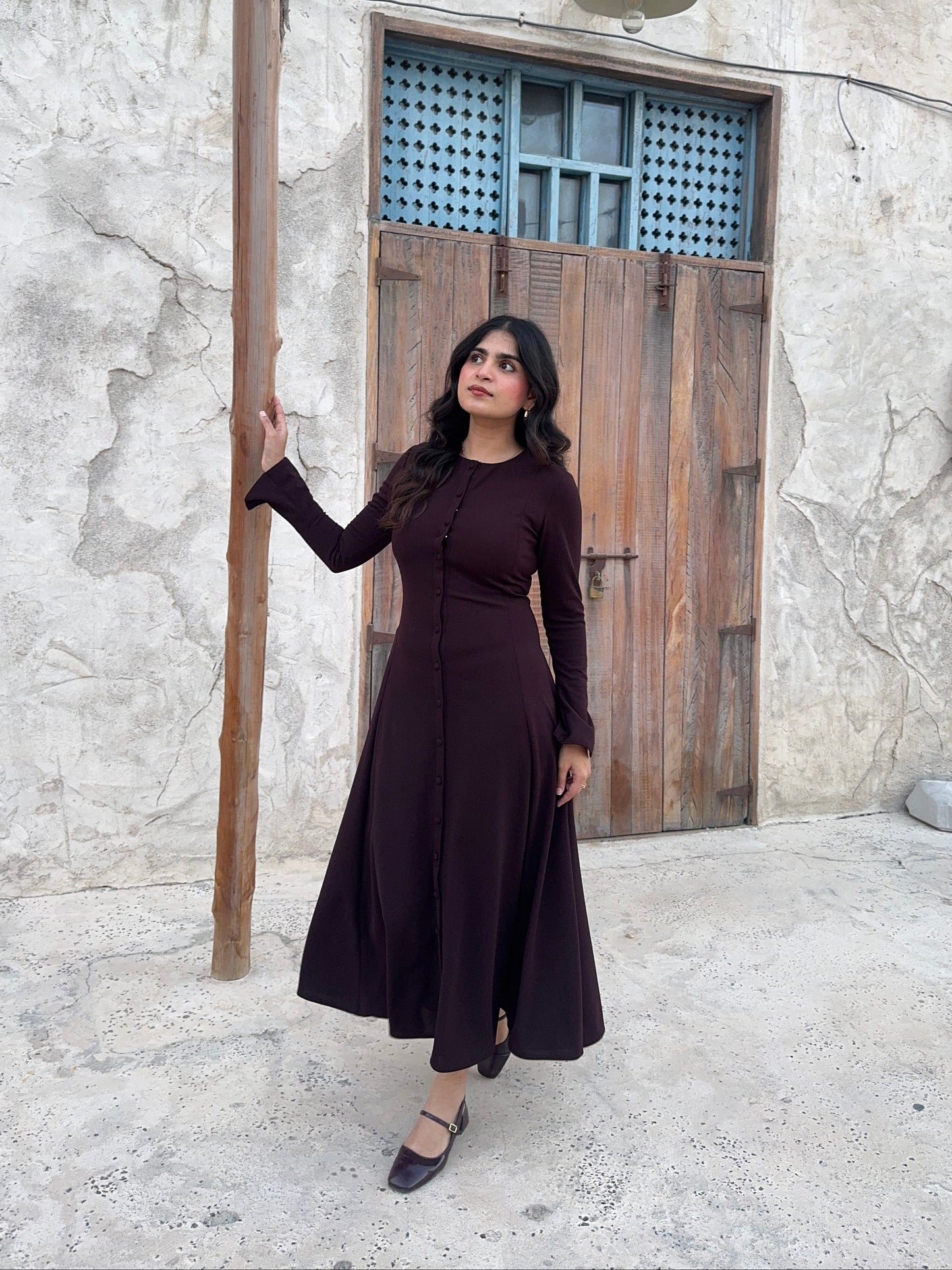 HUM10 - Button Down Maxi Dress Front