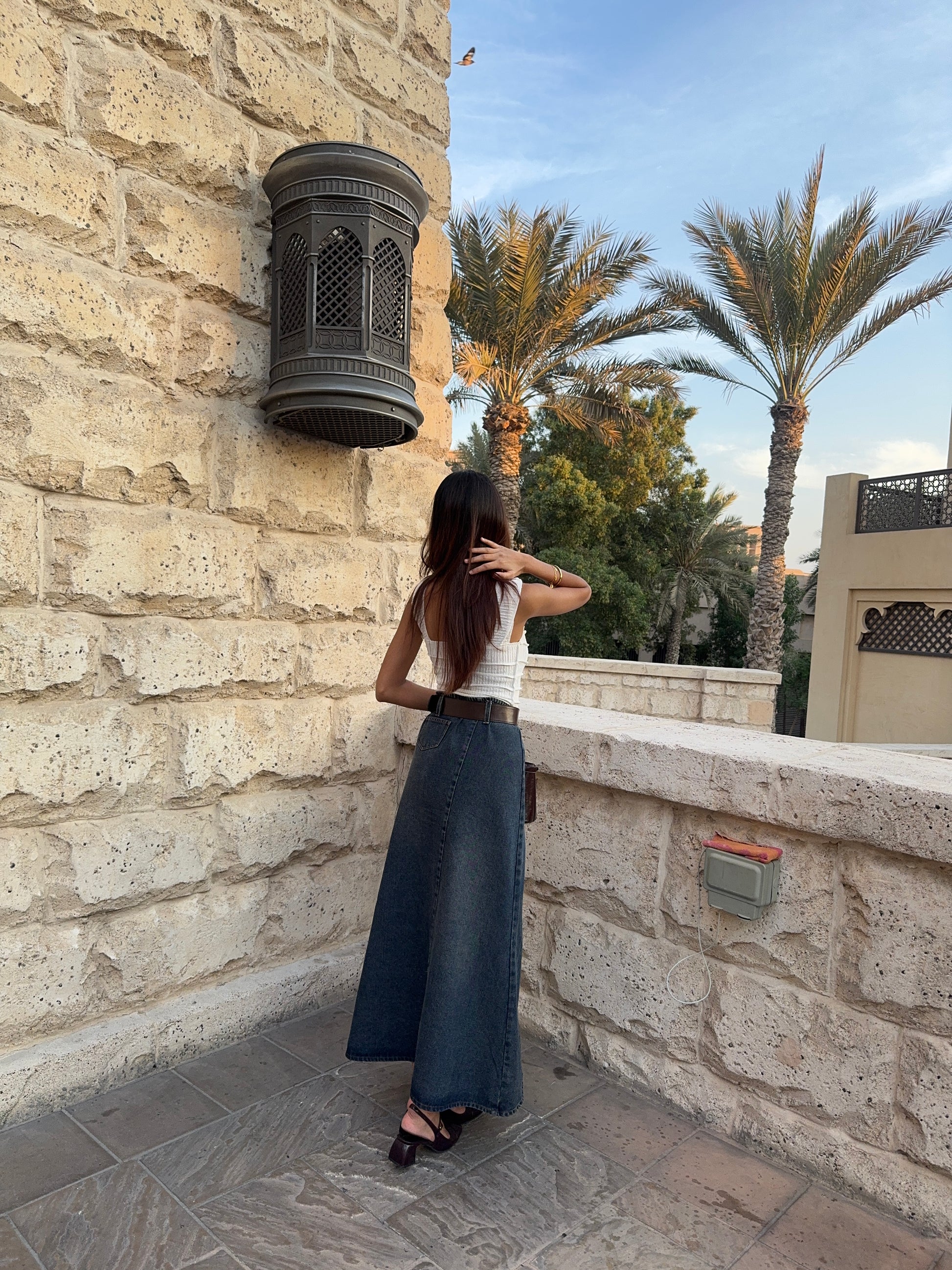 HUM13 - Denim Maxi Skirt Back