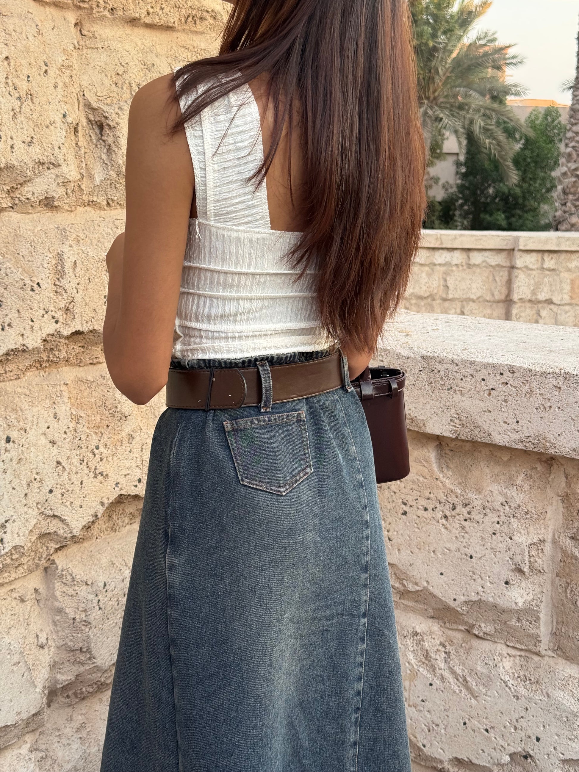 HUM13 - Denim Maxi Skirt Detail