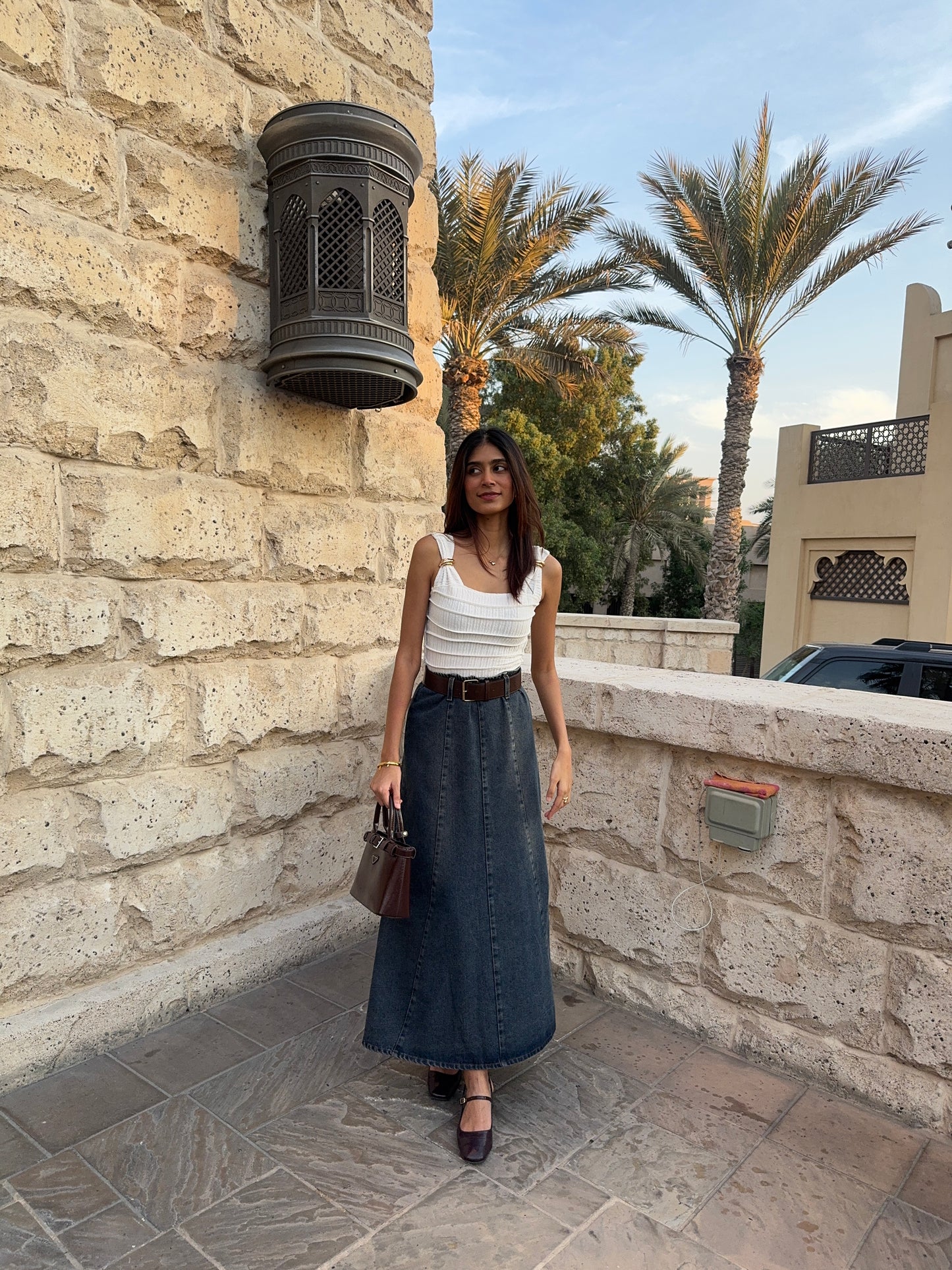 HUM13 - Denim Maxi Skirt Front Main