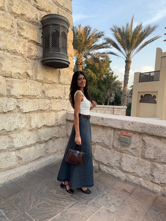 HUM13 - Denim Maxi Skirt Side