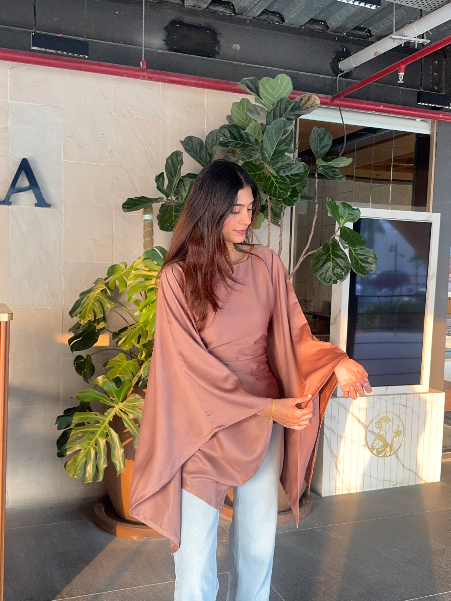 Brown Butterfly Kaftan Top