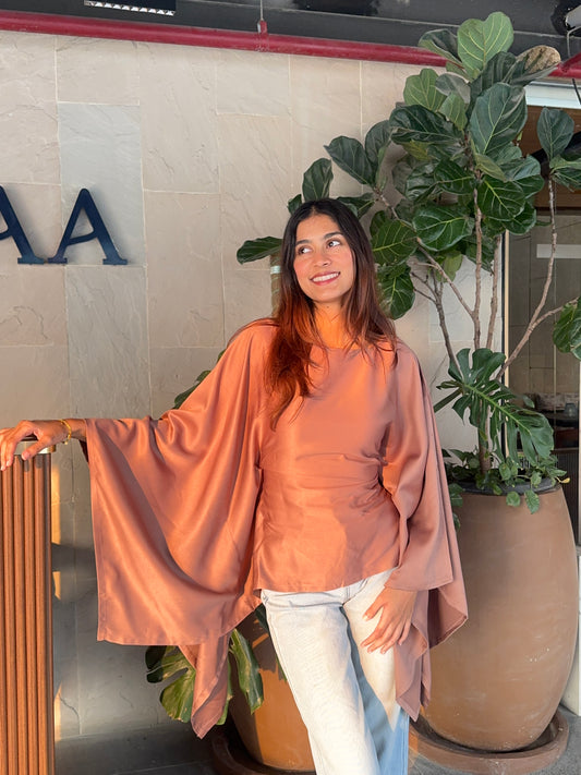 Brown Butterfly Kaftan Top