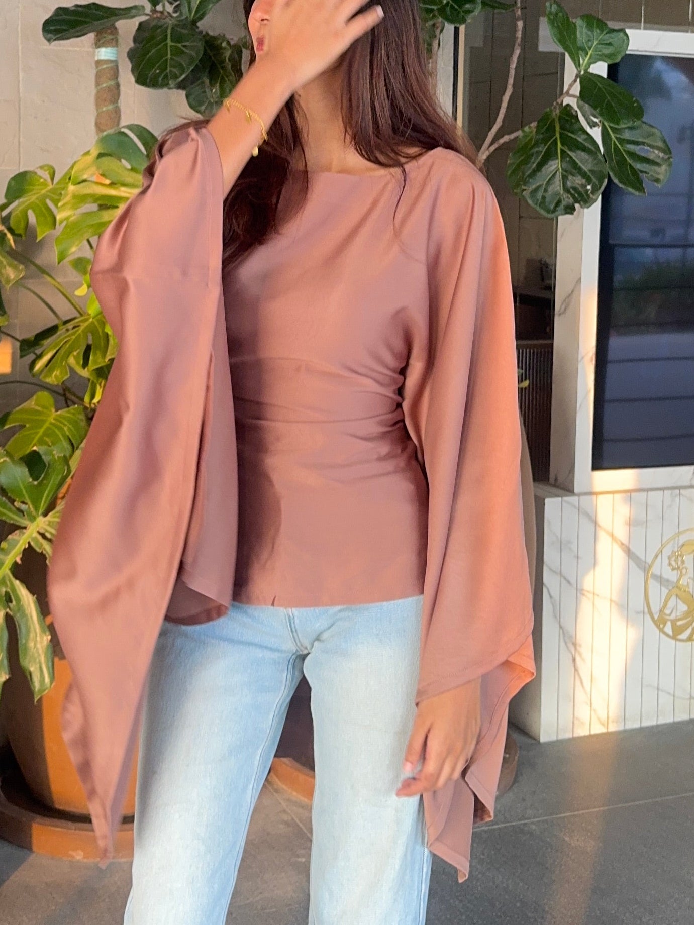 Brown Butterfly Kaftan Top