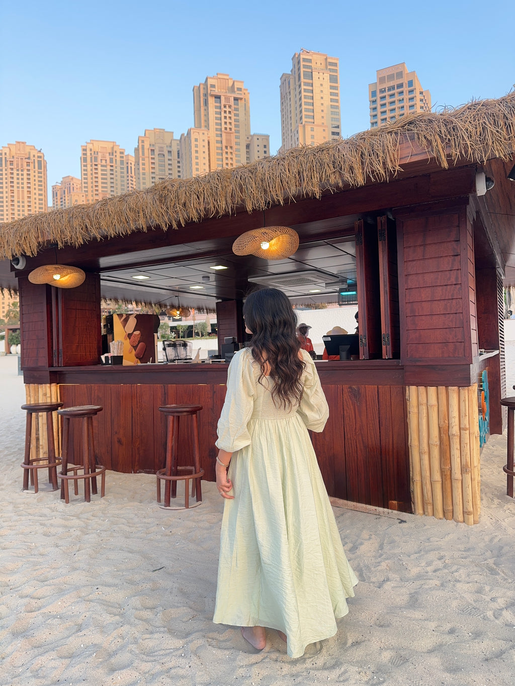 Green Puff Sleeve Fit & Flare Maxi Dress