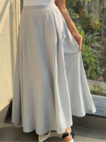 Grey Crushed Linen Maxi Skirt