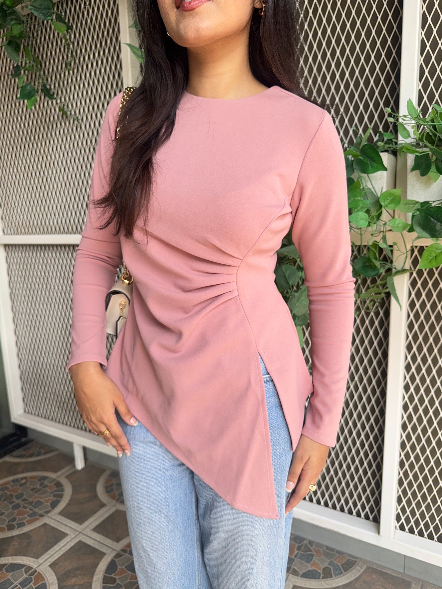 Pink Asymmetrical Short Top 3