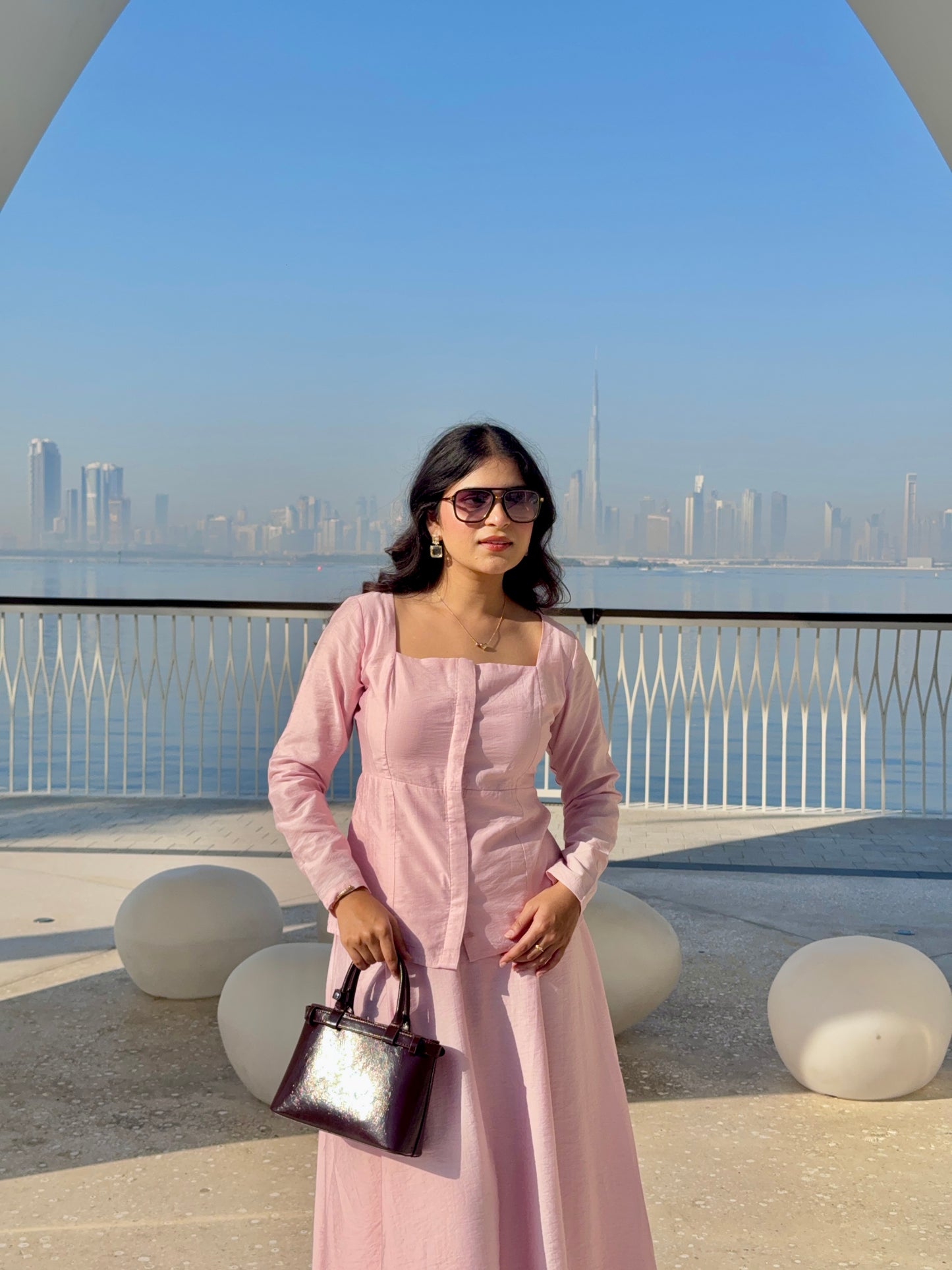 Pink Square Neck Top & A-line Maxi Skirt Co-ord Set 4