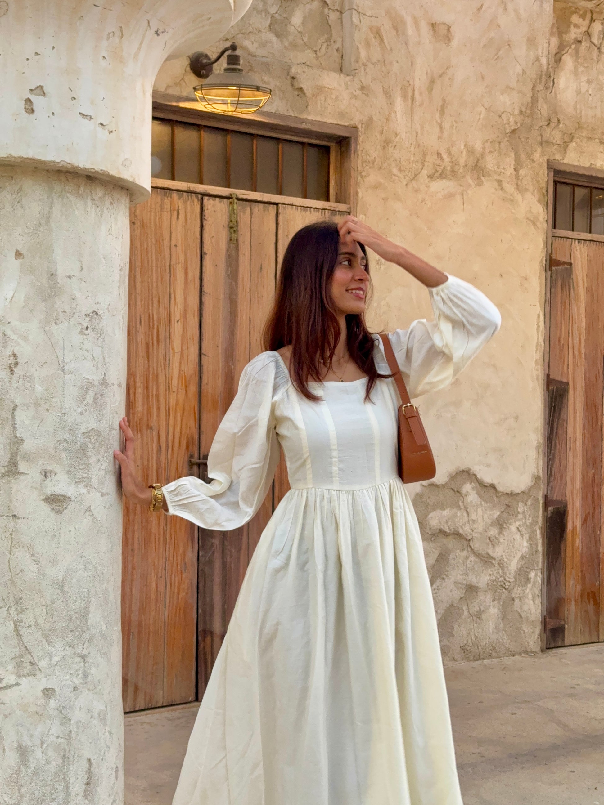 White Puff Sleeve Fit & Flare Maxi Dress 3